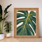 Green Monstera Leaf Botanical Plant Watercolor Poster