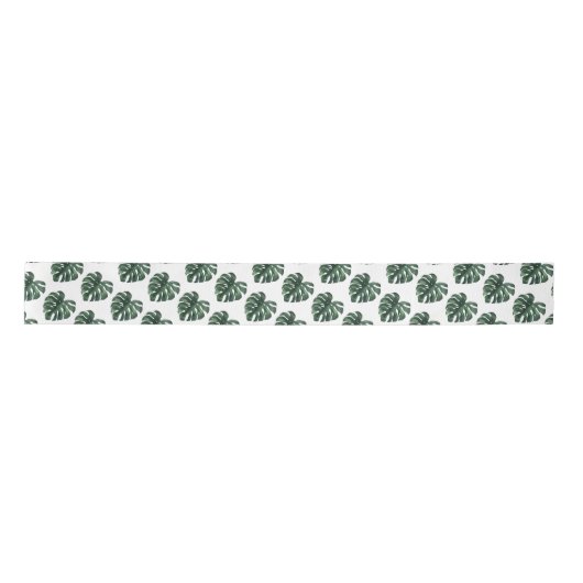 Green Monstera Leaf bruiloft Ribbon Satijnen Lint (Voorkant)