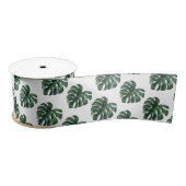 Green Monstera Leaf bruiloft Ribbon Satijnen Lint (Spoel)