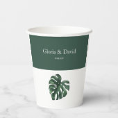 Green Monstera Leaf Papieren Bekers (Achterkant)
