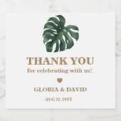 Green Monstera Leaf Wedding Bier Etiket (Enkel label)