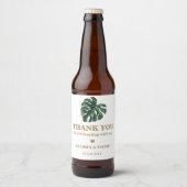 Green Monstera Leaf Wedding Bier Etiket (Voorkant)