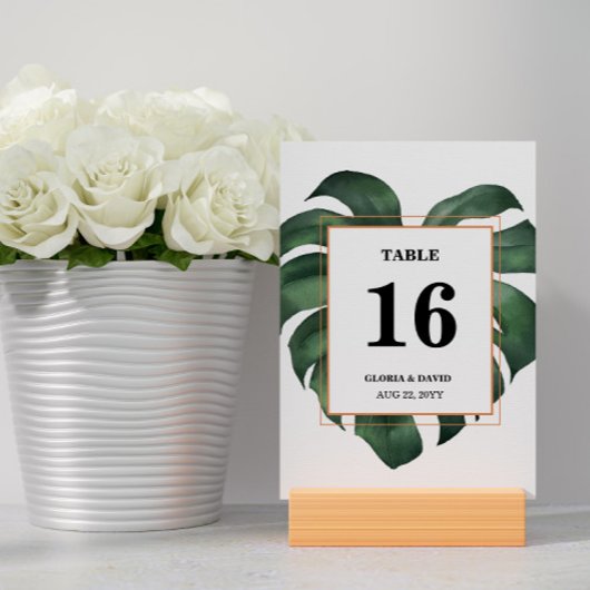 Green Monstera Leaf Wedding Kaart