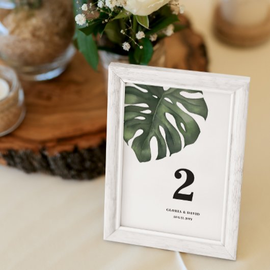 Green Monstera Leaf Wedding Kaart