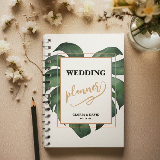 Green Monstera Leaf Wedding Planner
