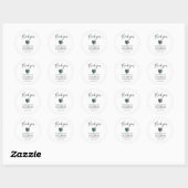 Green Monstera Leaf  Wedding Ronde Sticker (Vel)