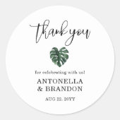 Green Monstera Leaf  Wedding Ronde Sticker (Voorkant)