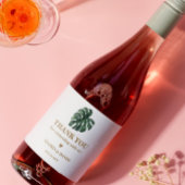 Green Monstera Leaf Wedding Sparkling Wijnetiket