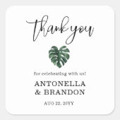 Green Monstera Leaf  Wedding Vierkante Sticker (Voorkant)