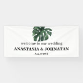 Green Monstera Leaf Wedding Welcome Banner (Horizontaal)