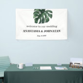Green Monstera Leaf Wedding Welcome Banner (Beurs)