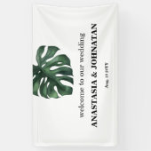 Green Monstera Leaf Wedding Welcome Banner (Verticaal)