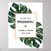 Green Monstera Leaf Welcome Wedding Poster (Voorkant)