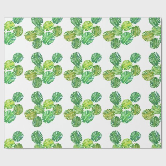Green Monstera Oerwoud Gift Wrapping Paper Cadeaupapier (Vlak)