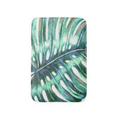 Green monstera palm leaf modern tropisch badmat (Voorkant Verticaal)