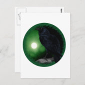 Green Moon Black Raven Gothic Halloween Animal Briefkaart (Voorkant / Achterkant)