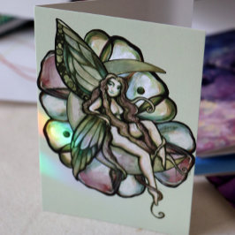 Green Moon Fairy Flower MoonChild Fairies Kaart