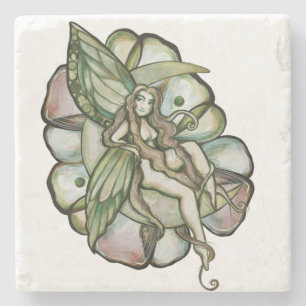 Green Moon Fairy Flower MoonChild Fairies Stenen Onderzetter