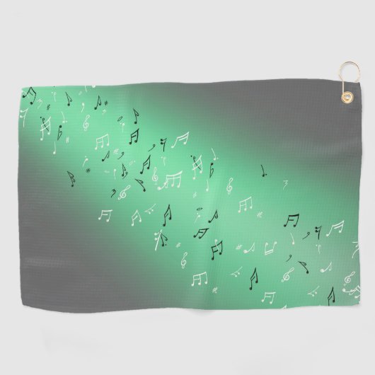Green Moon Musical Notes Golf Towel Golfhanddoek (Horizontaal)