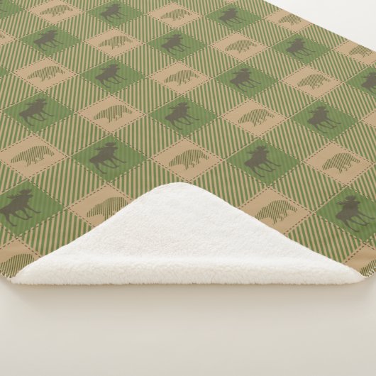Green Moose Beer Pattern Cabin Sherpa Deken (3/4)