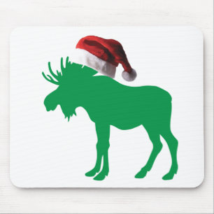 Green Moose met een Pet voor kerstmis voor kerstmi Muismat