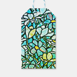 Green Mosaic Floral Cadeaulabel