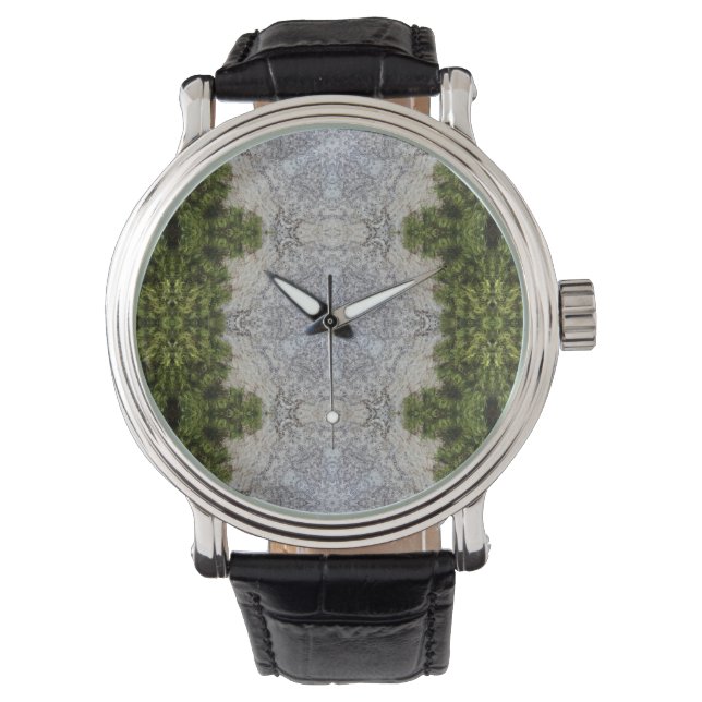 Green Moss & Earth Natuur Art Horloge (Voorkant)