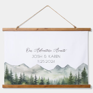 Green Mountain Alternatieve bruiloft gastenboek Hangend Wandkleed