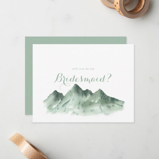 Green Mountain bruidsmeisje voorstel notitie Kaart Notitiekaartje (Voorkant / Achterkant in situ)