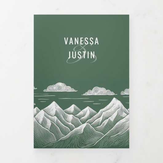 Green Mountain bruiloft Drieluik Uitnodiging (Cover)