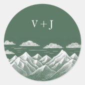 Green Mountain bruiloft Ronde Sticker (Voorkant)