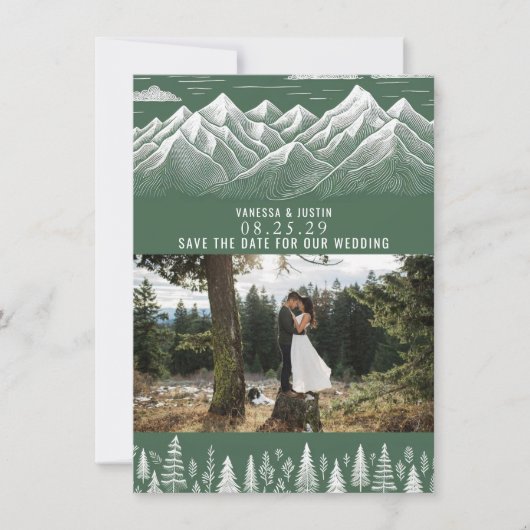 Green Mountain bruiloft Save The Date (Voorkant)