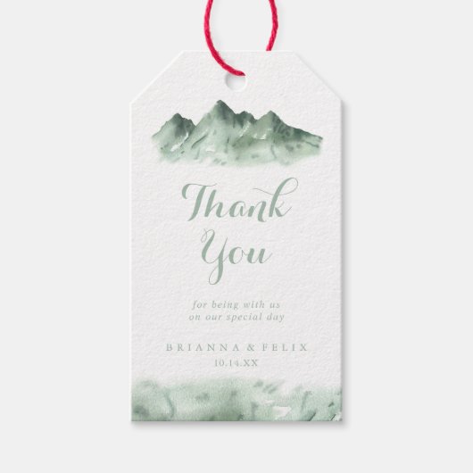 Green Mountain Country Bruiloft Dank u Cadeaulabel (Voorkant)