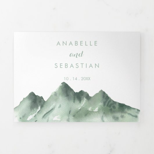 Green Mountain Country bruiloft Drieluik Uitnodiging (Cover)