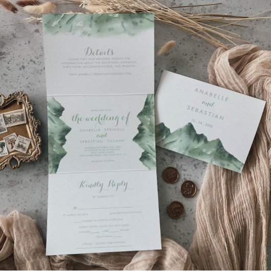 Green Mountain Country bruiloft Drieluik Uitnodiging