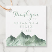 Green Mountain Country Calligraphy Wedding Bedankjes Labels (Voorkant)