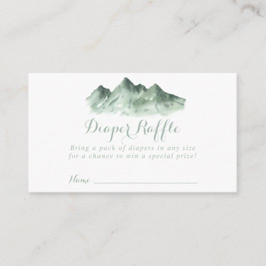 Green Mountain Country Luier Raffle Ticket Informatiekaartje (Voorkant)