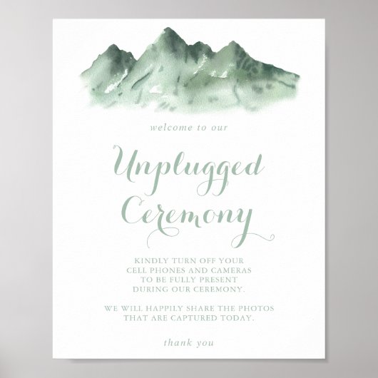 Green Mountain Country Unplugged Ceremony Sign Poster (Voorkant)
