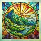 Green Mountain en River Glas in lood kunst Raamsticker (Vel 3)