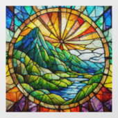 Green Mountain en River Glas in lood kunst Raamsticker (Vel)