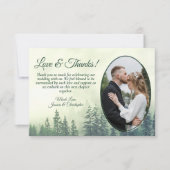 Green Mountain Pine Trees Rustic Wedding Foto Bedankkaart (Voorkant)