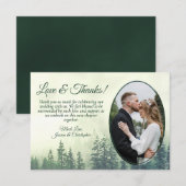 Green Mountain Pine Trees Rustic Wedding Foto Bedankkaart (Voorkant / Achterkant)