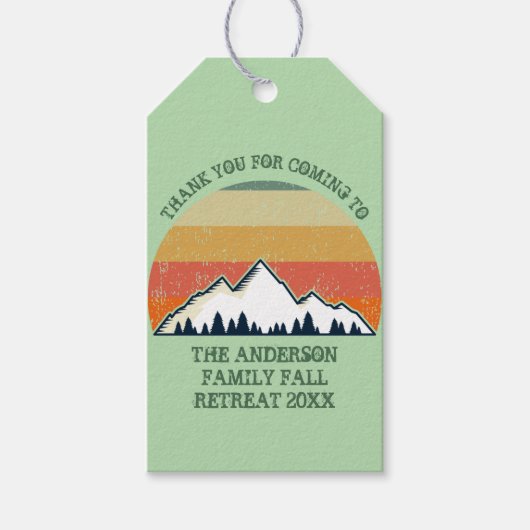 Green Mountain Sunset Forest Familie Reünie Party Cadeaulabel (Voorkant)