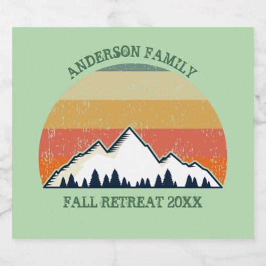 Green Mountain Sunset Forest Familie Reünie Party Sparkling Wijnetiket (Enkel label)