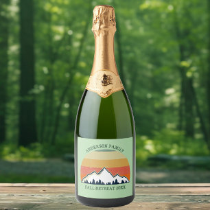 Green Mountain Sunset Forest Familie Reünie Party Sparkling Wijnetiket