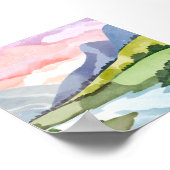 Green Mountainside Sunrise | Waterverf Poster (Hoek)