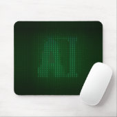 Green mousepad with a hidden message about AI. Muismat (Met muis)