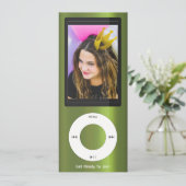 Green MP3 Music Player Birthday Kaart (Staand voorkant)