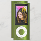 Green MP3 Music Player Birthday Kaart (Voorkant / Achterkant)