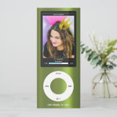 Green MP3 Music Player II Birthday Kaart (Staand voorkant)